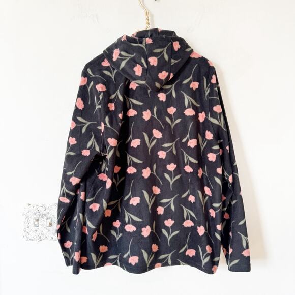 NWOT O’Neill Black and Pink Floral 1/2 Zip Hooded Fleece Pullover Jacket XXL - Picture 6 of 6